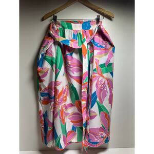 Lane Bryant Women’s Skirt Size 18/20 Floral Multi Color Belted Below The Knee